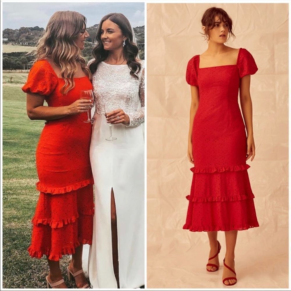 Keepsake The Label Higher Lace Eyelet Midi Dress
